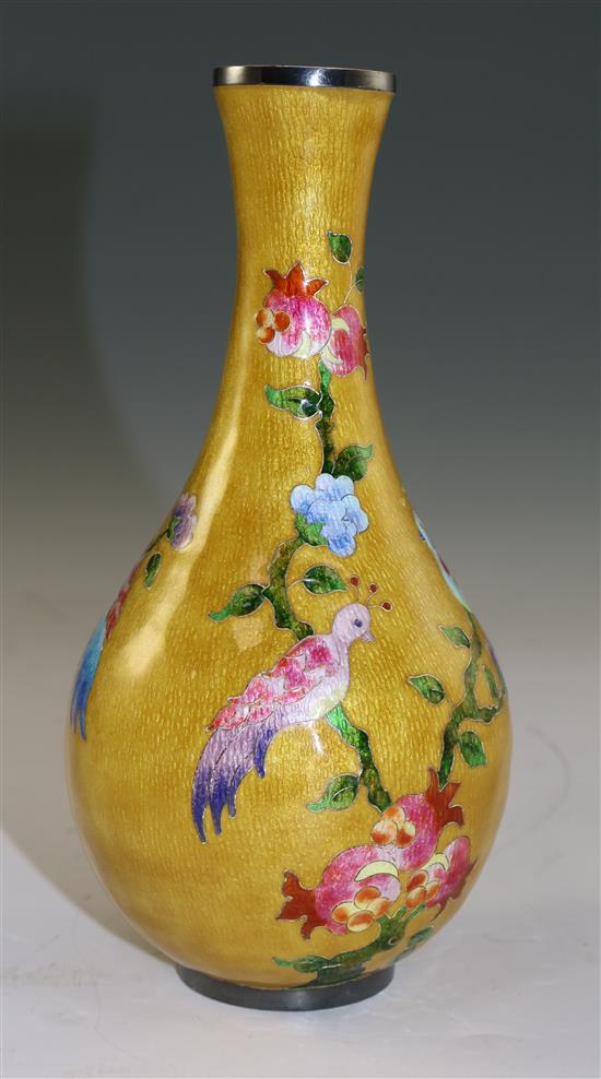 A silver and cloisonne enamel vase, probably Korean, second half 20th century, 17cm